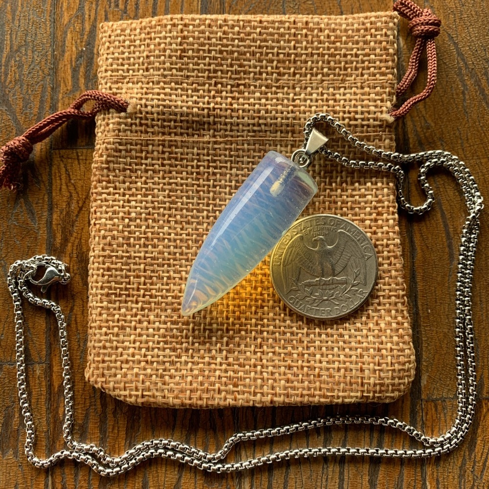 Opalite Necklace Mens Crystal Necklace Opalite Mens Necklace Unisex Necklace - Picture 3 of 3